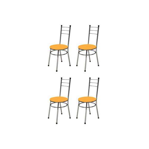 Kit 4 Cadeiras Baixas 0.236 Redonda Cromado/laranja - Marcheli