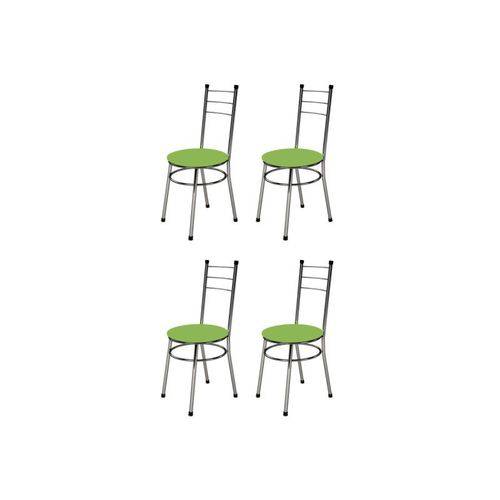 Kit 4 Cadeiras Baixas 0.236 Redonda Cromado/verde - Marcheli
