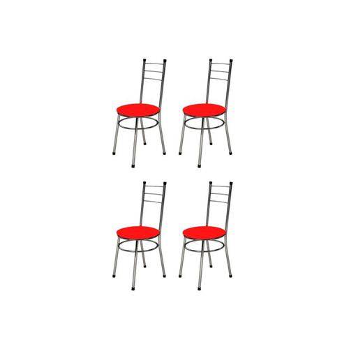 Kit 4 Cadeiras Baixas 0.236 Redonda Cromado/vermelho - Marcheli