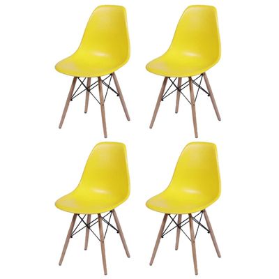 Kit 4 Cadeiras Charles Eames Eiffel Amarela CDAMK4