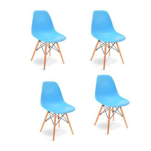 Kit 4 Cadeiras Charles Eames Eiffel Azul Claro