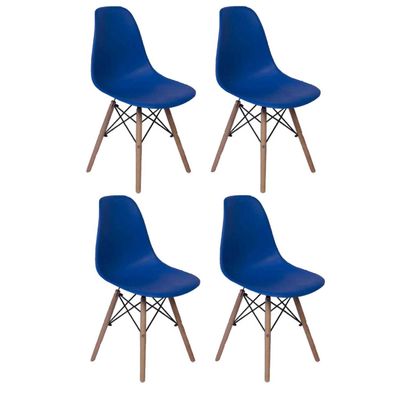 Kit 4 Cadeiras Charles Eames Eiffel Azul Escuro CDAZBICK4