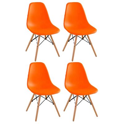 Kit 4 Cadeiras Charles Eames Eiffel Laranja CDLJK4