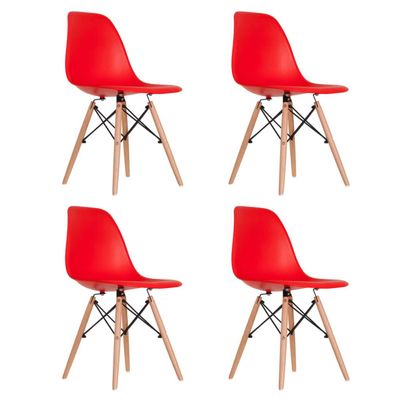 Kit 4 Cadeiras Charles Eames Eiffel Vermelho CDVMK4