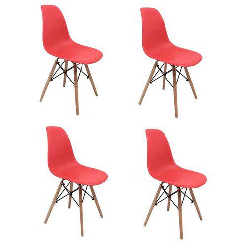 Kit 4 Cadeiras DKR Wood Infantil Vermelha ByArt