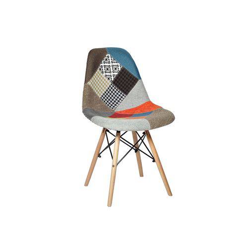 Kit 3 Cadeiras Eames com Patchwork Madeira Sem Braço