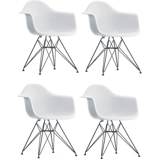 Kit 4 Cadeiras Eames Eiffel Branca com Braços OR Design 1121