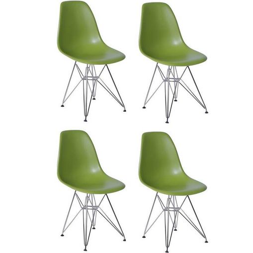 Kit 4 Cadeiras Eames Eiffel Verde PP OR Design 1102
