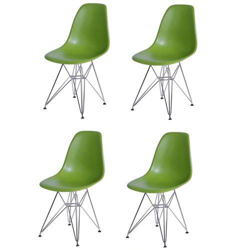 Kit 4 Cadeiras Eames Eiffel Verde Pp Or Design 1102