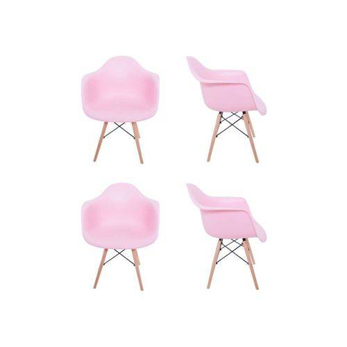 Kit 4 Cadeiras Eiffel Melbourne Rosa com Pés Palito em Madeira - Mp Decor