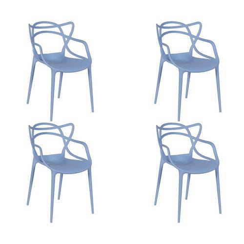 Kit 4 Cadeiras em Polipropileno Azul