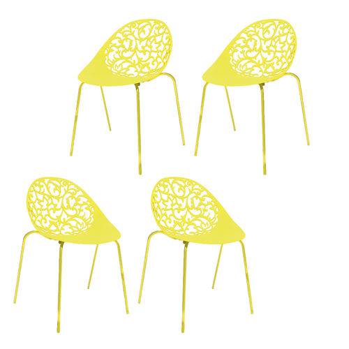 Kit 4 Cadeiras Fiorita Amarelo
