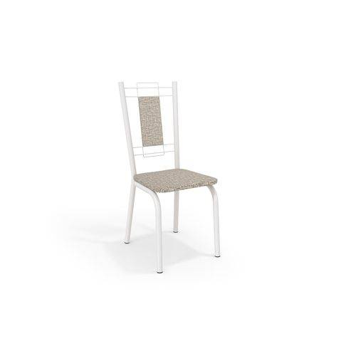 Kit 4 Cadeiras Florença Branco Fosco Kappesberg 4C005 Linho Marrom