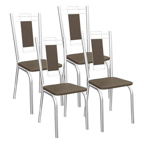 Kit 4 Cadeiras Florença Cromado Kappesberg 4C005 Marrom