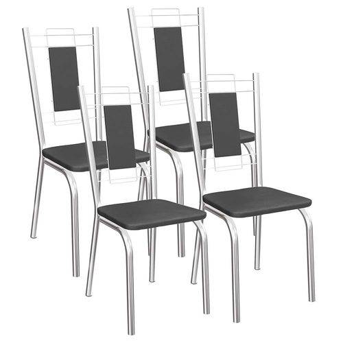 Kit 4 Cadeiras Florença Cromado Kappesberg 4C005 Preto
