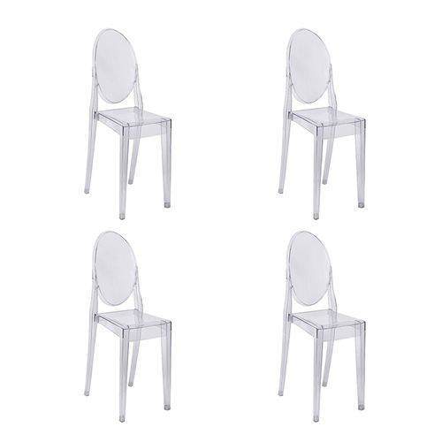 Kit 4 Cadeiras Ghost Sem Braço em Policarbonato Transparente