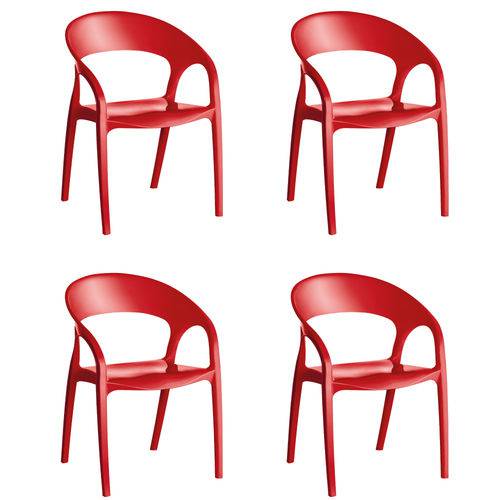 Kit 4 Cadeiras Glass Plus em Polipropileno - Kappesberg - Vermelho