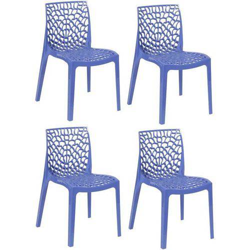 Kit 4 Cadeiras Gruvyer Azul OR Design