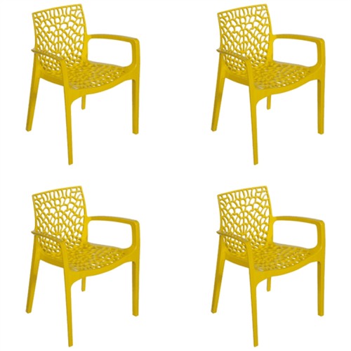 Kit 4 Cadeiras Gruvyer com Braços Amarela OR Design