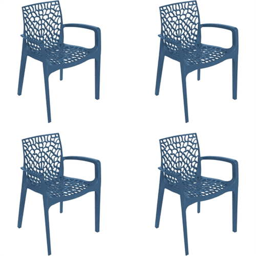 Kit 4 Cadeiras Gruvyer com Braços Azul OR Design