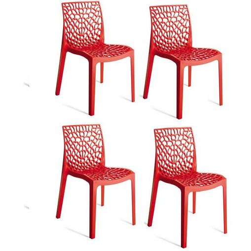 Kit 4 Cadeiras Gruvyer Vermelha OR Design