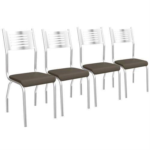 Kit 4 Cadeiras Munique Cromadas de Metal Kappesberg 4C047 Marrom