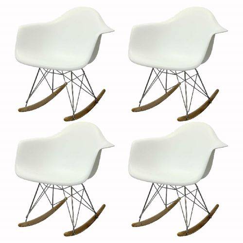 Kit 4 Cadeiras Or Design Eames Wood 1122 Balanço - Branca