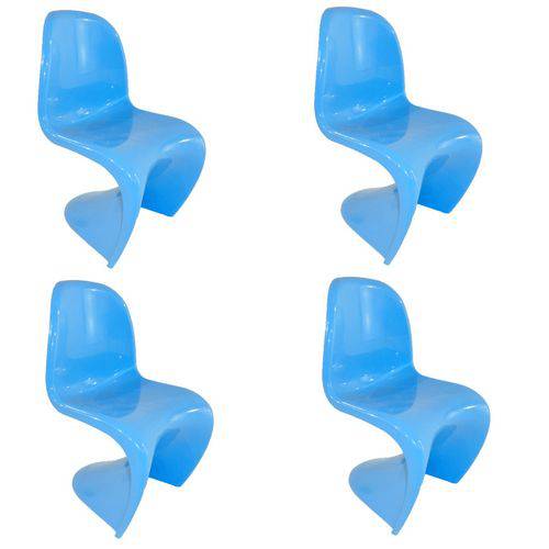 Kit 4 Cadeiras Panton Infantil Pequena Azul ByArt