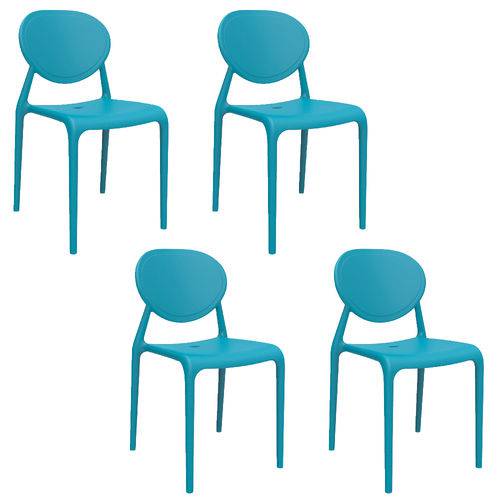 Kit 4 Cadeiras Slick Azul