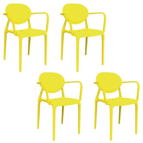Kit 4 Cadeiras Slick com BRAÇO Amarelo