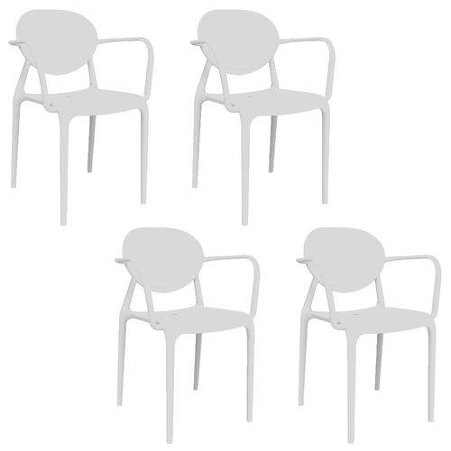Kit 4 Cadeiras Slick com BRAÇO Branco
