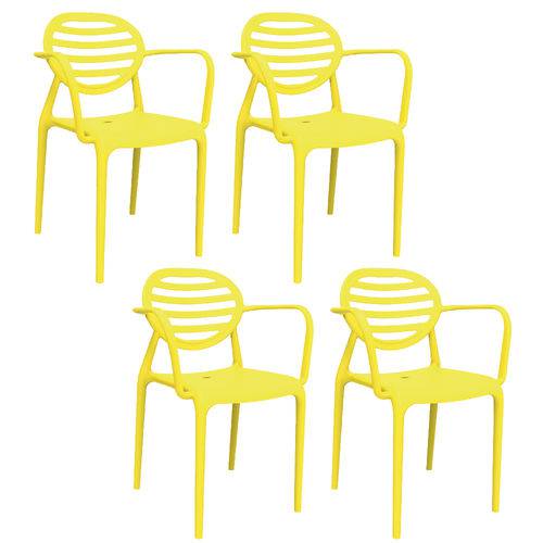Kit 4 Cadeiras Stripe com BRAÇO Amarelo