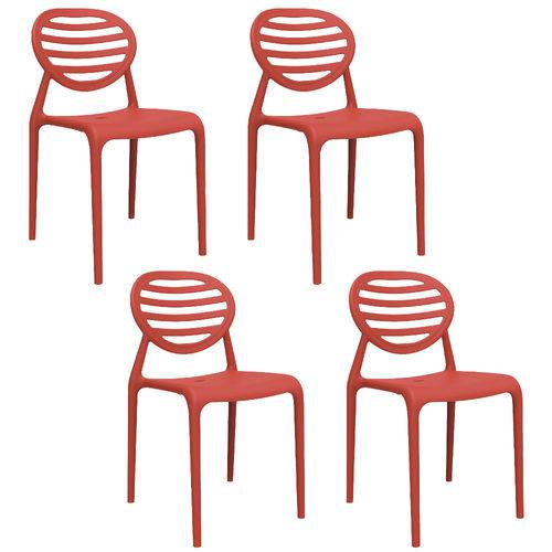 Kit 4 Cadeiras Stripe Vermelho