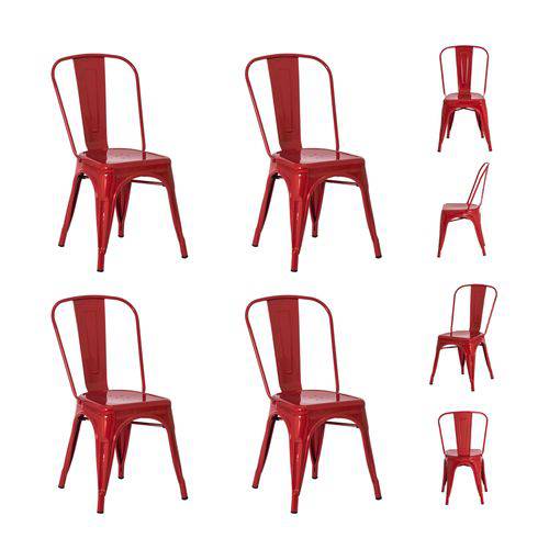 Kit 4 Cadeiras Tolix Iron Aço Várias Cores - (vermelha)