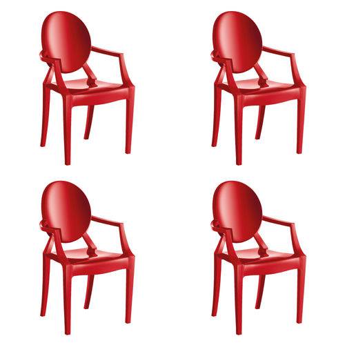 Kit 4 Cadeiras Wind Plus em Polipropileno Kappesberg - Vermelho