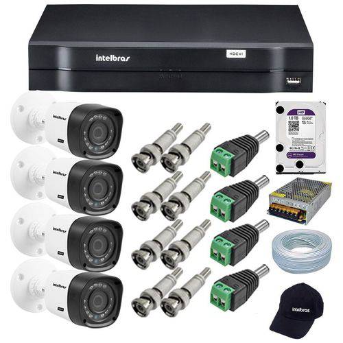 Kit 4 Camera Seguranca Residencial Multi Hd Intelbras Cftv