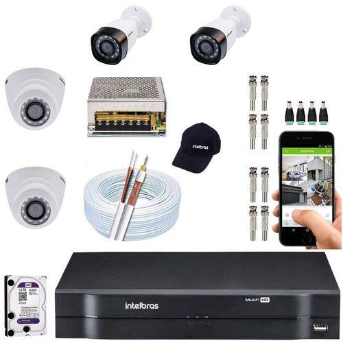 Kit 4 Camera Seguranca Residencial Multi HD Intelbras CFTV