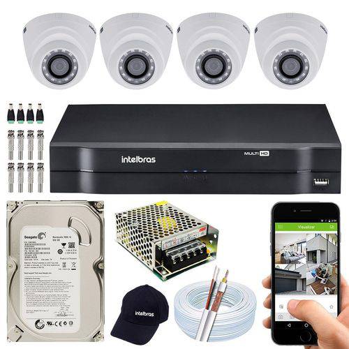 Kit 4 Camera Seguranca Residencial Multi HD Intelbras CFTV
