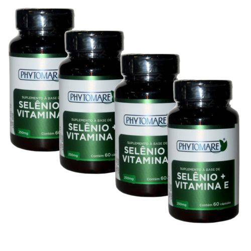 Kit 4 Frascos Selênio com Vitamina e 60cps 250mg Phytomare
