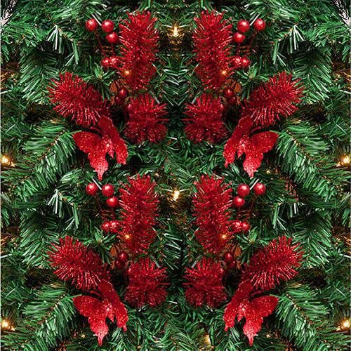 Kit 4 Galhos Decorativos com Borboleta e Frutinhas Vermelhas - Orb Christmas