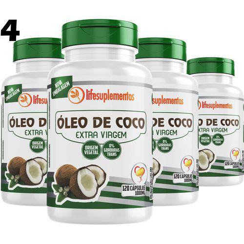 KIT 4 Oleo de Coco Extra Virgem 120 CAPSULAS 1000MG Lifesuplementos Melcoprol
