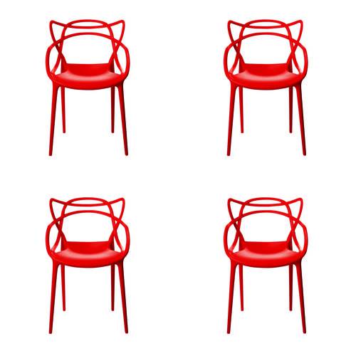Kit 4 Peças Cadeira Allegra Masters de Polipropileno Rivatti Vermelha