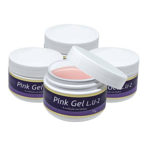 Kit 4 Pink Gel Lu2 Piubella Unhas de Fibra Nail 33g