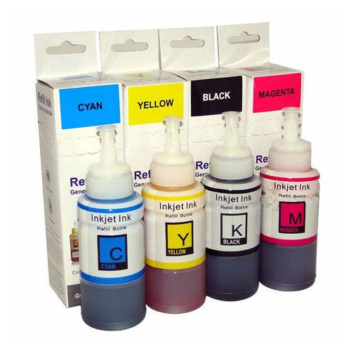 Kit 4 Tintas para Impressora Epson L365 Cmyk 70ml Premium