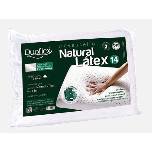 Kit 2 Travesseiros Duoflex Natural Latex LN1104 50x70x14