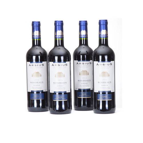 Kit 4 Unidades Vinho Francês Tinto Bordeaux Arsius 750ml