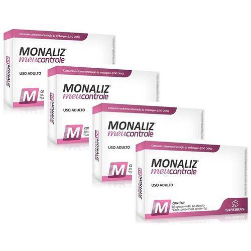 Kit 4 Unids Emagrecedor Monaliz - Meu Controle - 30 Comprimidos 1g - Sanibrás