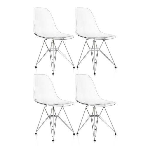 KIT - 4 X Cadeiras Eames Eiffel DKR - Transparente - Incolor