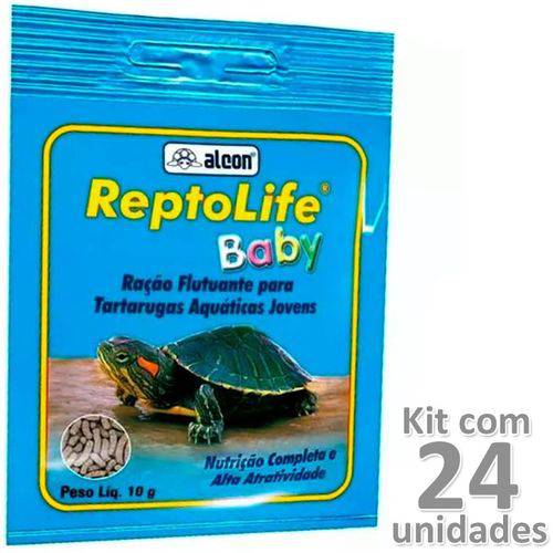Kit 24un Ração Alcon Reptolife Baby Filhote Tartarugas 10g