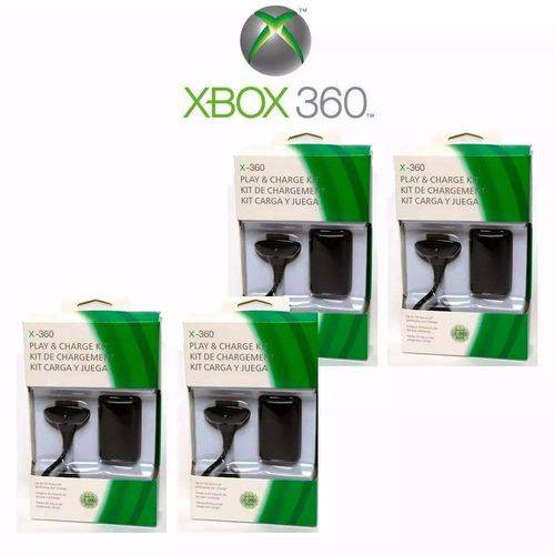 Kit 4x Baterias + 4x Cabos Carregadores P/ Controle Xbox360